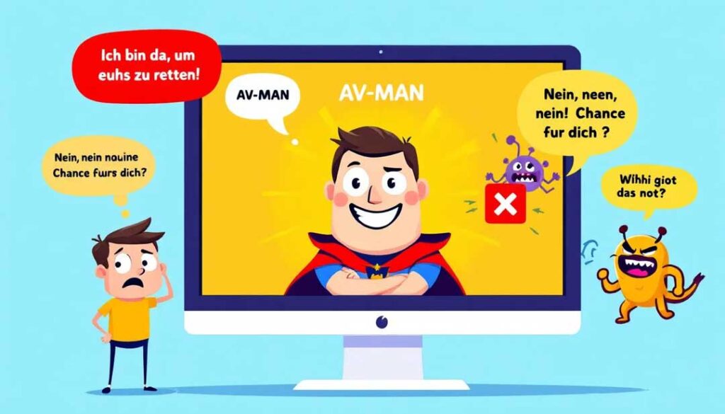 Ein Antivirus-Programm, das auf einem Computer läuft, um Viren zu scannen.