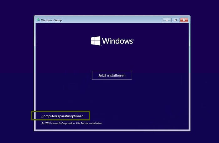 Windows mit Hilfe des Windows-Setups reparieren.